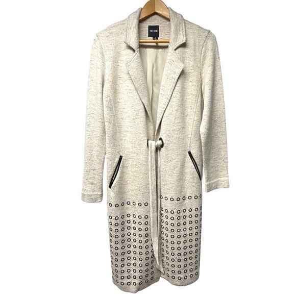 NIC+ZOE Jackets & Blazers - Nic + Zoe Knit Trench Coat Long Jacket Sz Medium Metal Circle Tie Neutral Beige